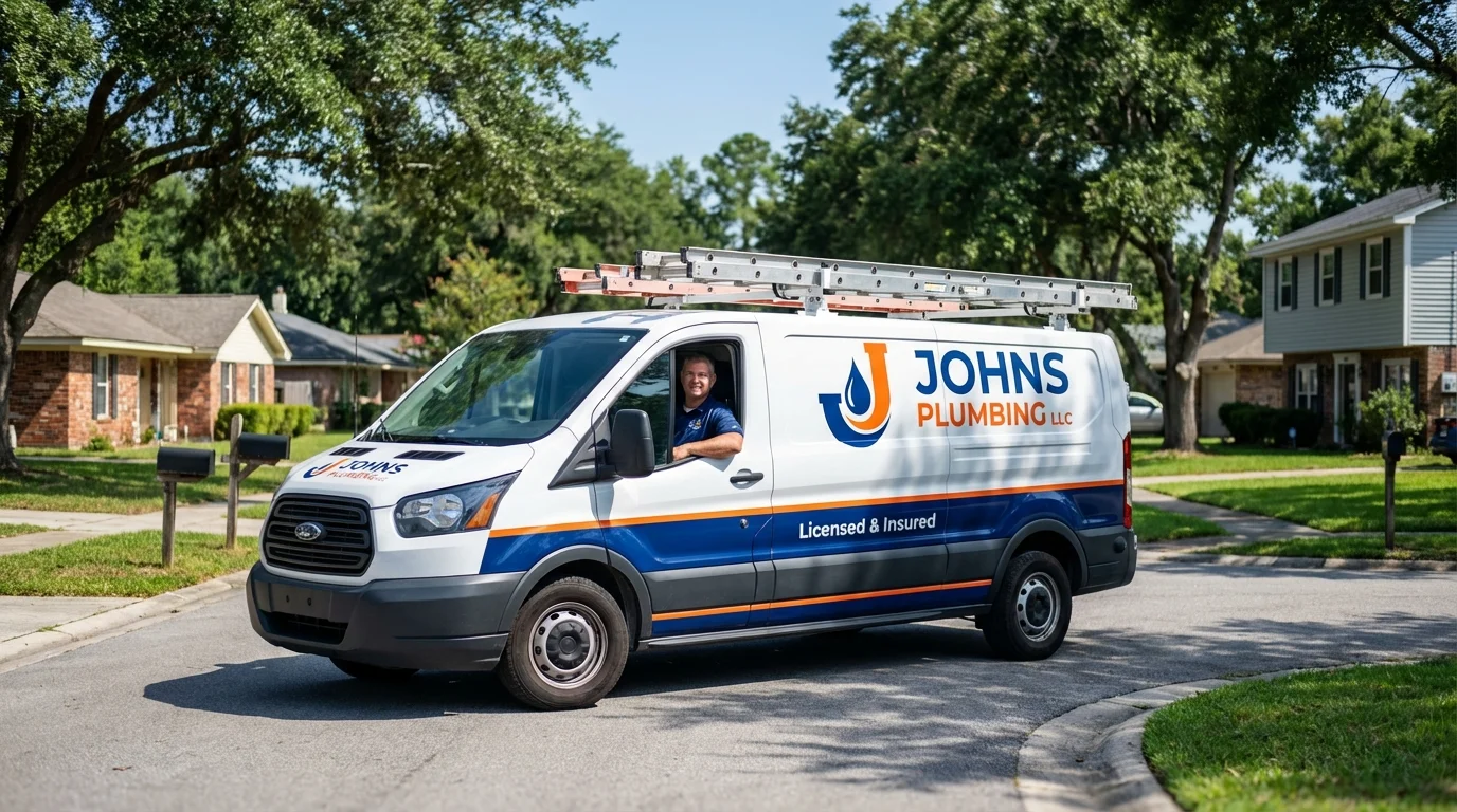 Johns Plumbing LLC service van in Butler, IN